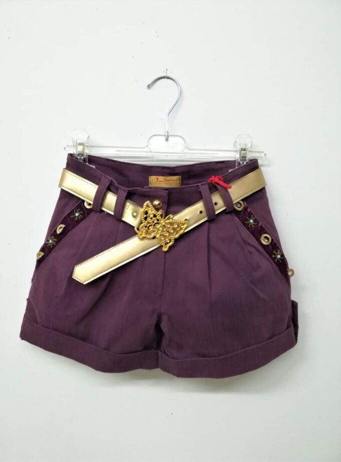 Σορτς Μωβ με Χρυσή Ζώνη -Νο 10-14 ετών