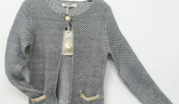 Ζακέτα Πλεκτή Γκρι/Άσπρο