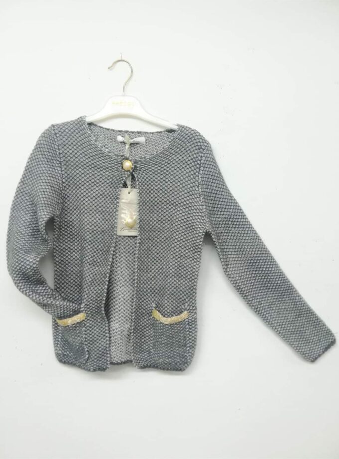 Ζακέτα Πλεκτή Γκρι/Άσπρο