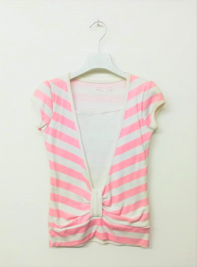 Μπλούζα Ριγέ Ροζ-Άσπρο - Νο 11-12 ετών