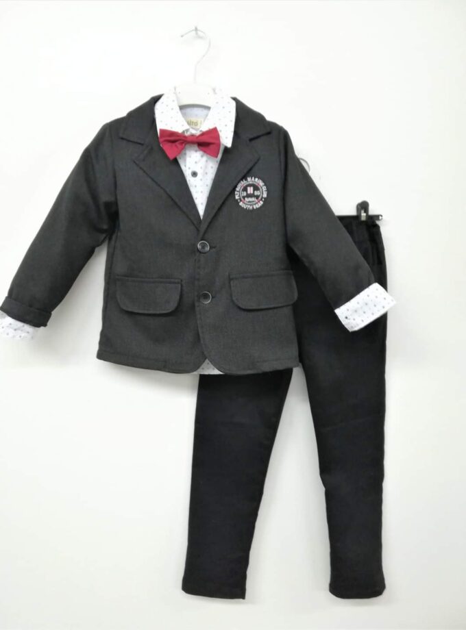 Κοστούμι Μαύρο με Μπορντό Παπιγιόν - Νο 6-8 ετών