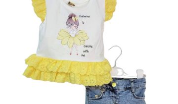Σύνολο Μπαλαρίνα με Τζιν Σορτς Κίτρινο - Νο 1-4 ετών