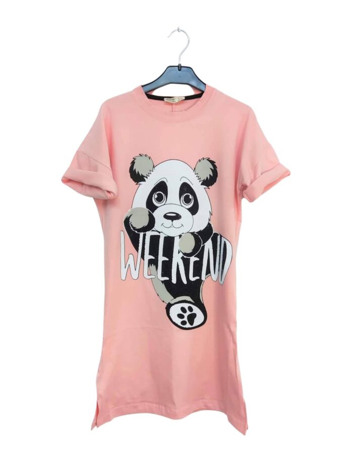 Φόρεμα Πάντα Σομόν- Νο 8-12 ετών