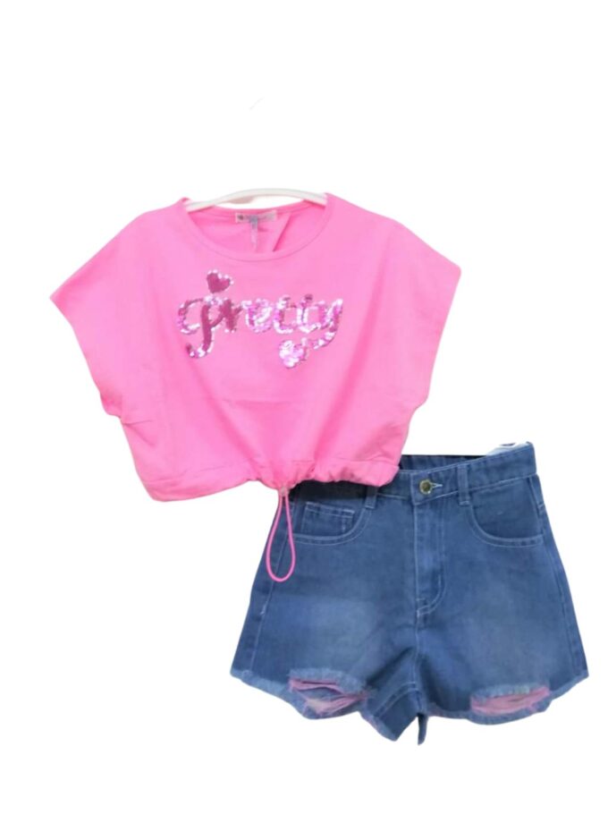 Σύνολο με Τζιν Pretty Ροζ - Νο 8-16 ετών