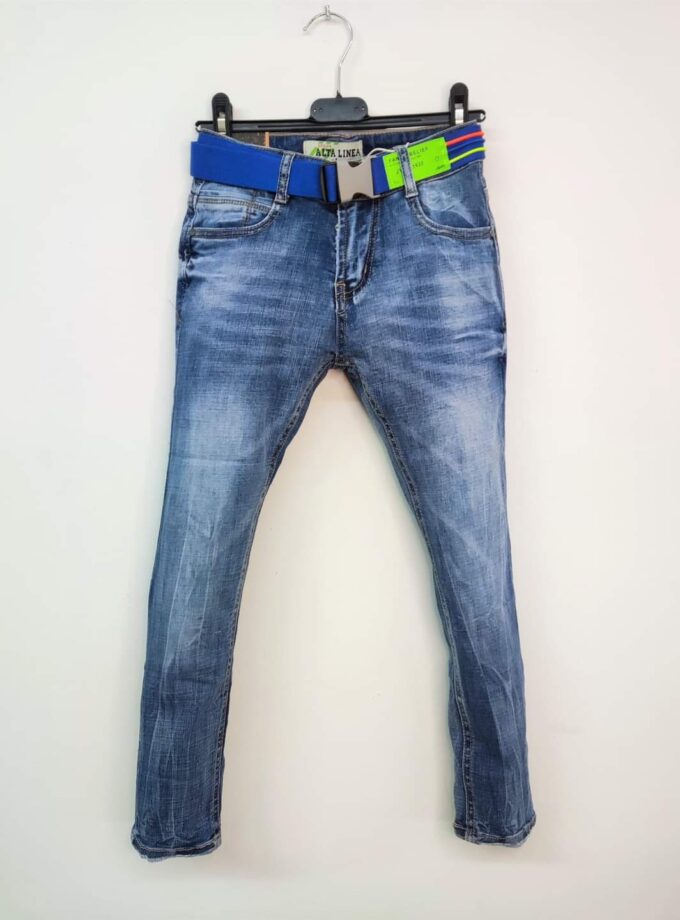 Τζιν Παντελόνι με Ζώνη Χρωματιστή Παιδικό