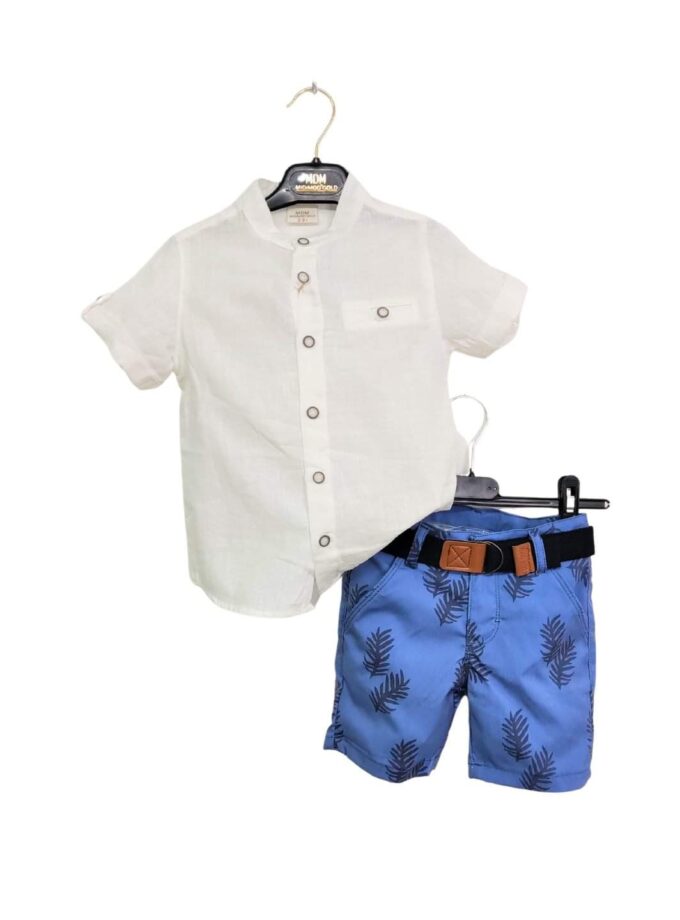 Σύνολο Πουκάμισο και Μπλε Βερμούδα Λουλουδάτη