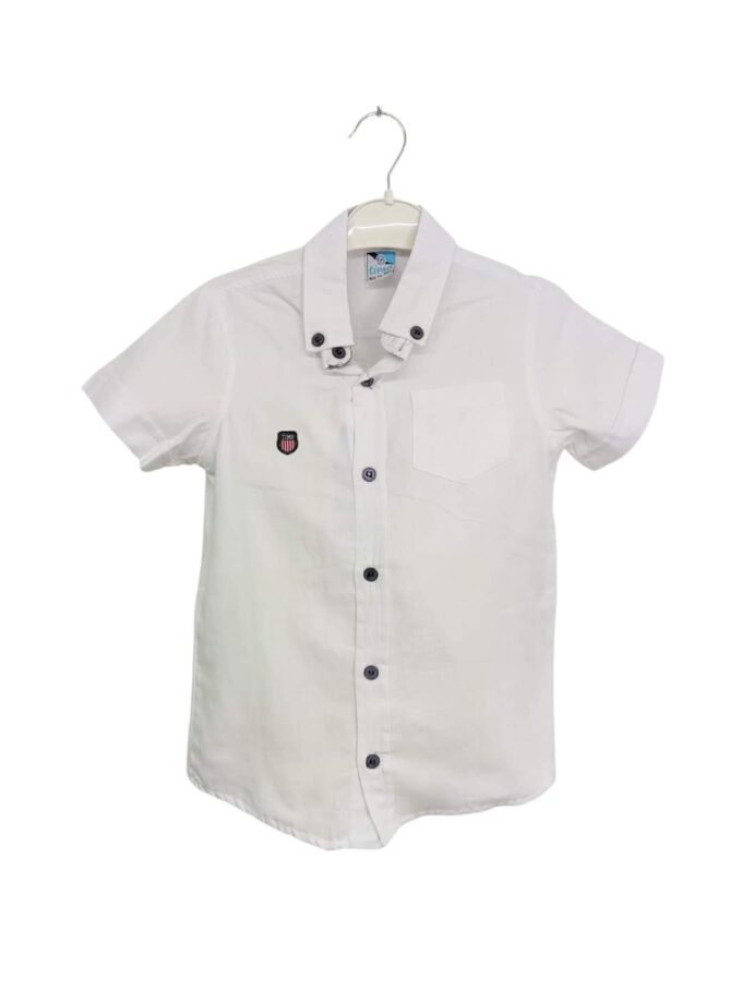 Πουκάμισο Κοντομάνικο Άσπρο - Νο 7-10 ετών