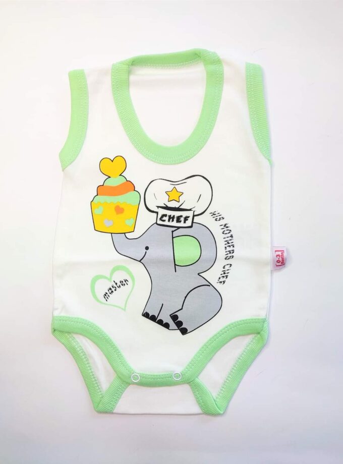 Κορμάκι Αμάνικο Ελεφαντάκι Λαχανί