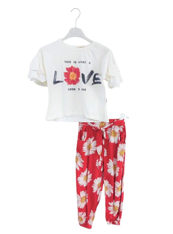 Σύνολο με Παντελόνα Λουλουδένια - Νο 9 ετών