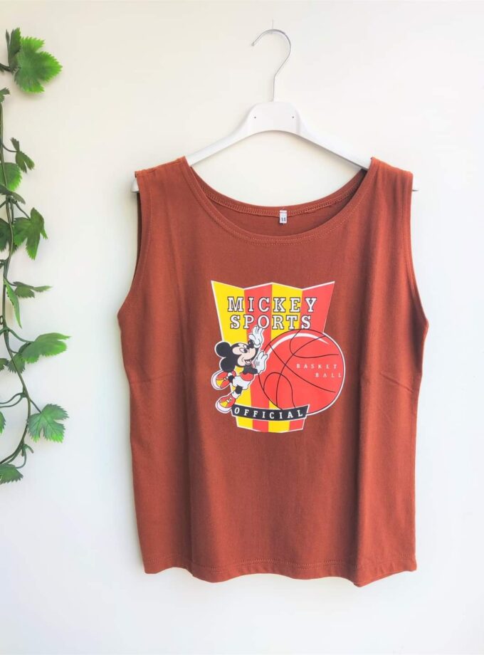 Μπλούζα Αμάνικη Καφέ Mickey - Νο 14, 16 ετών