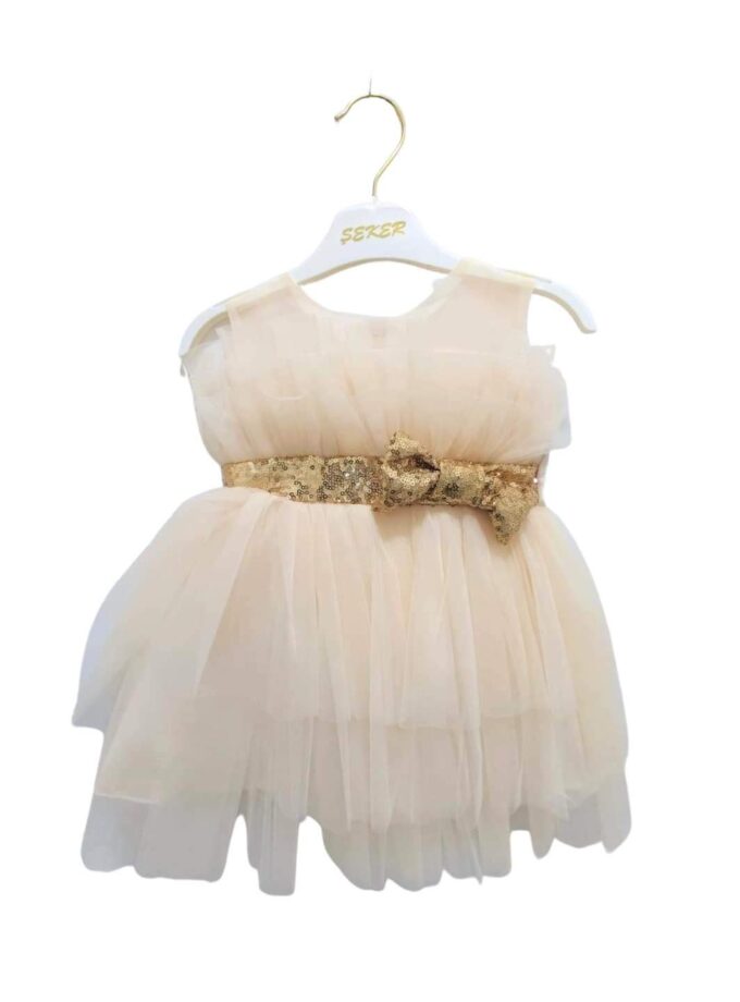 Φόρεμα Αμπιγιέ Μπεζ- Χρυσό Bebe