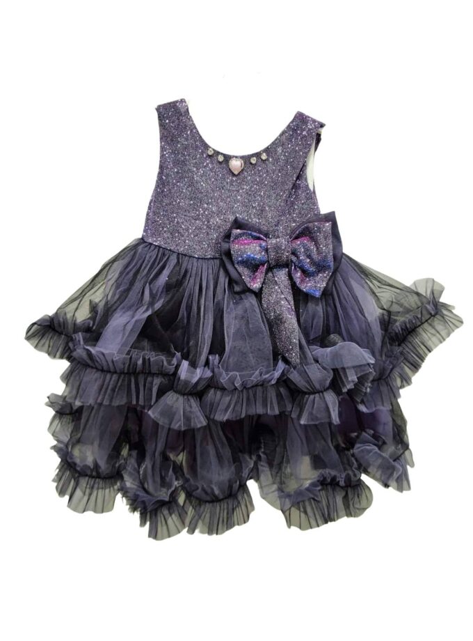 Φόρεμα Αμπιγιέ Μαύρο-Μωβ – Νο 2-7 ετών