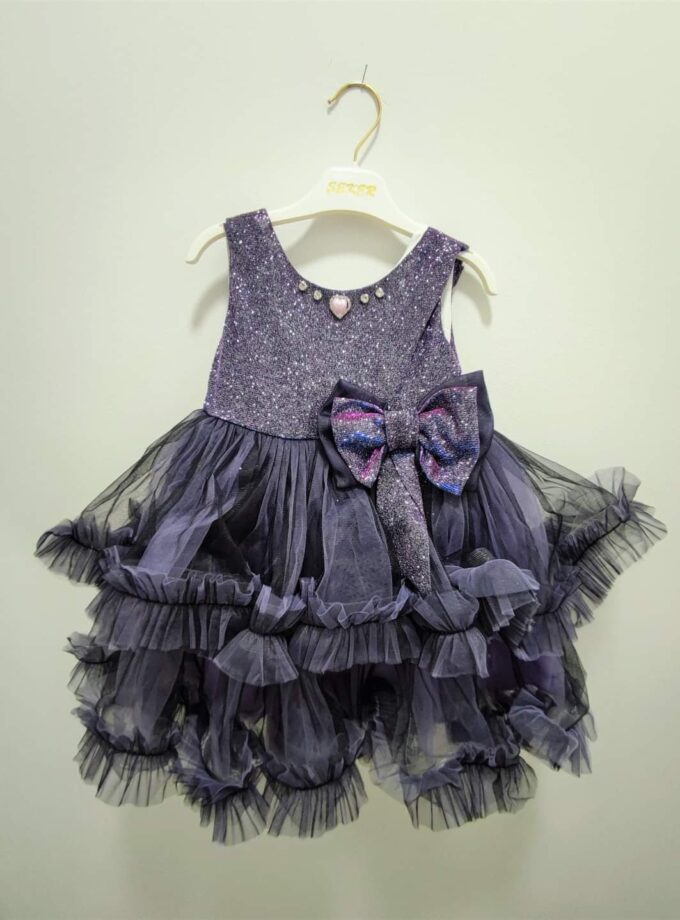 Φόρεμα Αμπιγιέ Μαύρο-Μωβ – Νο 2-7 ετών