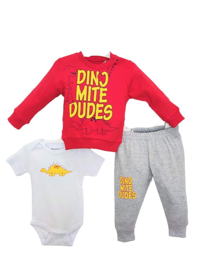 Συνολάκι Τριπλό Dino Κόκκινο – Νο 9-24 μηνών