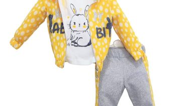 Συνολάκι Τριπλό Bunny κίτρινο πουά bebe