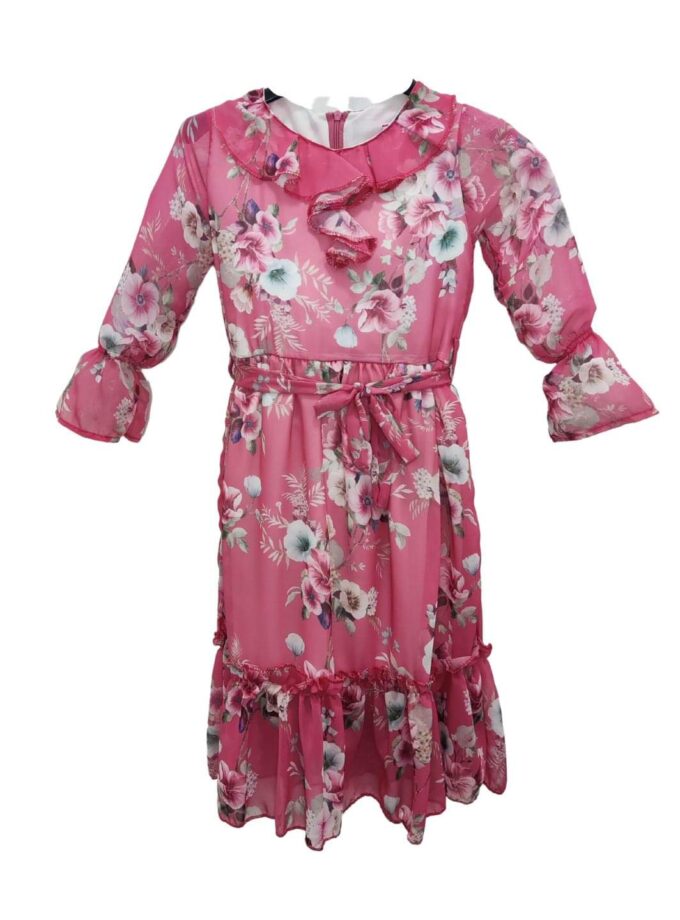 Φόρεμα Φλοραλ Κοραλί - Νο 9-12 ετών