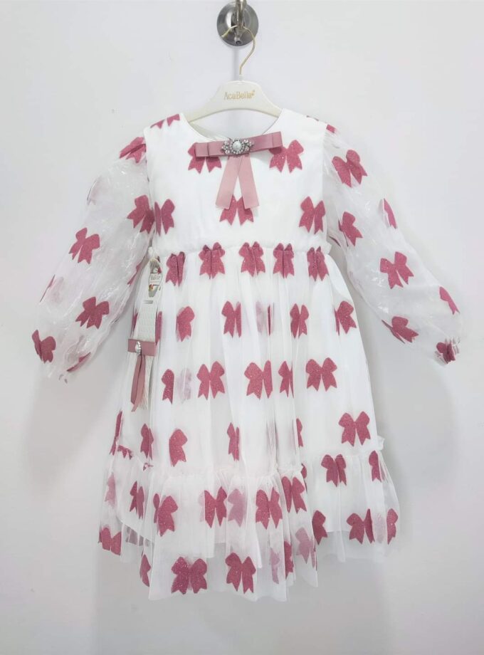 Φόρεμα Αμπιγιέ Κορδέλες Ροζ Παιδικό