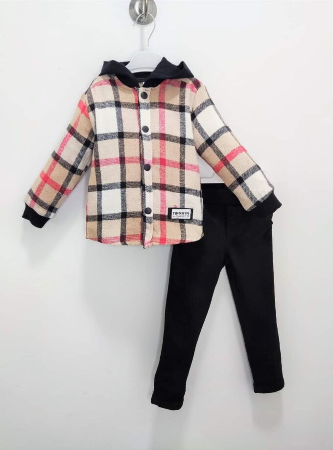 Σύνολο με Καρό Πουκαμισάκι και Μαύρο Παντελόνι Παιδικό