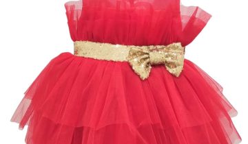 Φόρεμα Αμπιγιέ Κόκκινο-Χρυσό Bebe - Νο 6-24 μηνών