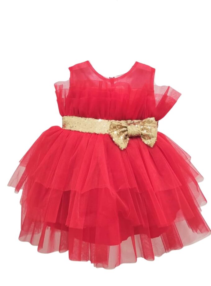 Φόρεμα Αμπιγιέ Κόκκινο-Χρυσό Bebe - Νο 6-24 μηνών