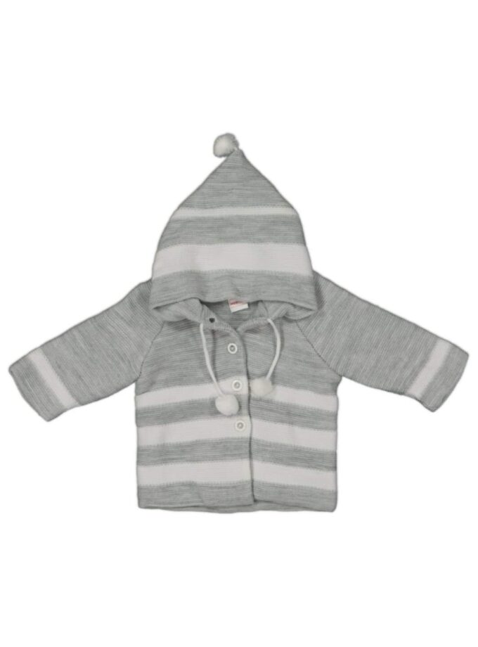 Ζακετάκι Πλεκτό Ριγέ Γκρι Bebe - Νο 0-1 έτους