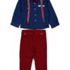 Σύνολο Μπλε Πουκάμισο-Μπορντό Παντελόνι - Νο 1-4 ετών