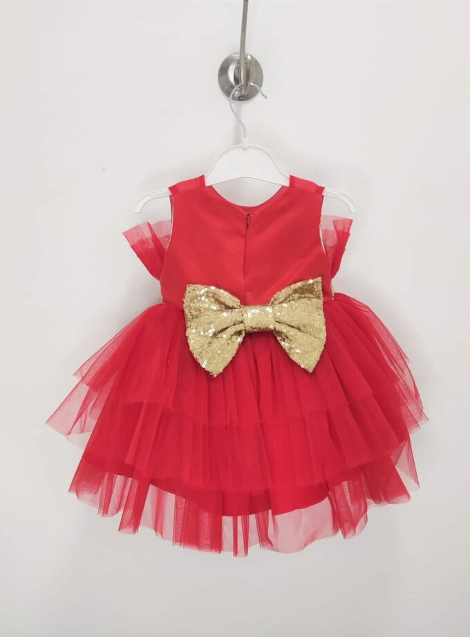 Φόρεμα Αμπιγιέ Κόκκινο-Χρυσό Bebe - Νο 6-24 μηνών