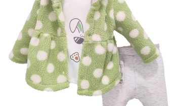 Συνολάκι Τριπλό με Γούνα Λαχανί Πουά Bebe - Νο 6-18 μηνών