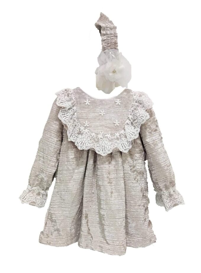 Φορεματάκι Μελανζέ Γκρι-Μπεζ Bebe - Νο 6-24 μηνών