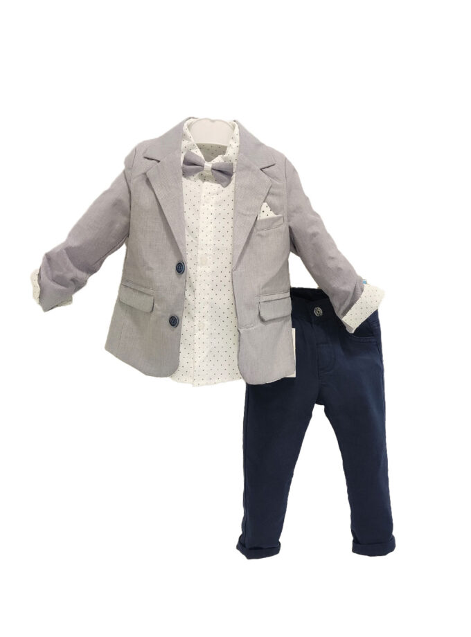 Σύνολο Ντύσιμο Γκρι Σακάκι, Πουκάμισο και Μπλε Παντελόνι Bebe