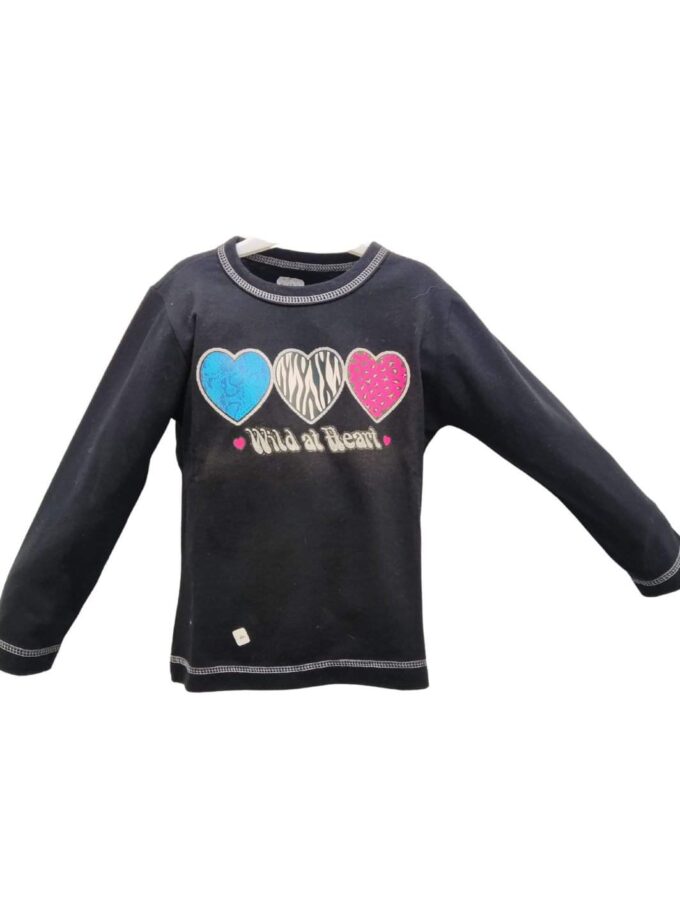 Μπλούζα Μαύρη Καρδούλες - Νο 4 ετών