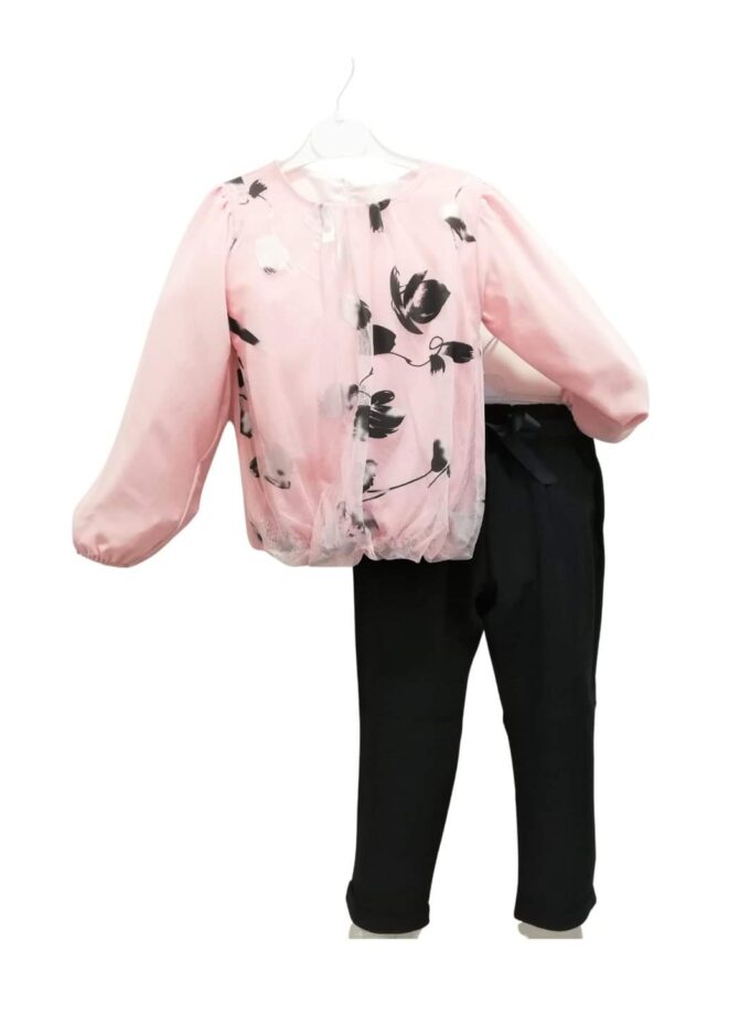 Σύνολο Ροζ Φλοράλ Ύφασμα Junior - Νο 4-7 ετών