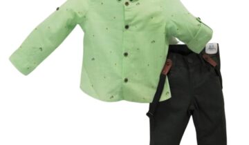 Σύνολο Λαχανί Πουκάμισο και Λαδί Παντελονάκι Mini - Νο 1-6 ετών