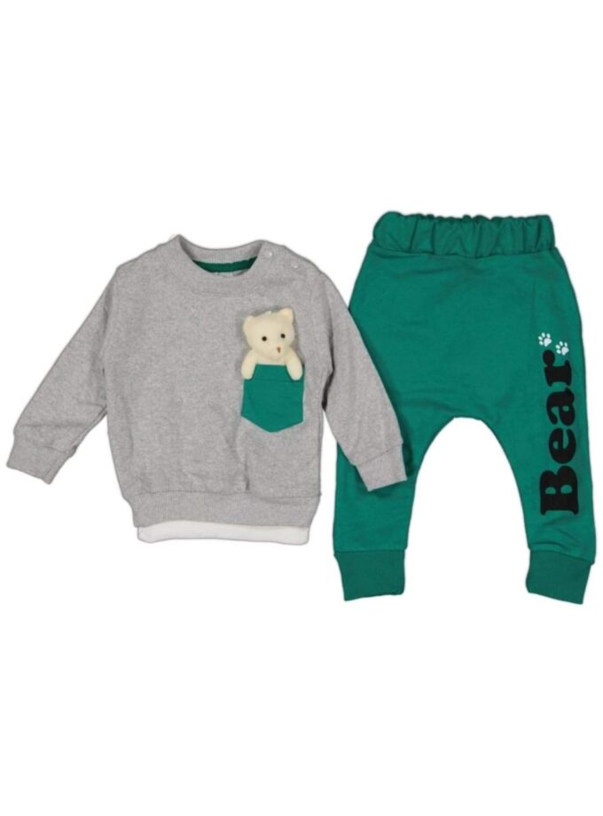 Σύνολο με Αρκουδάκι Πράσινο Bebe - Νο 6-24 μηνών