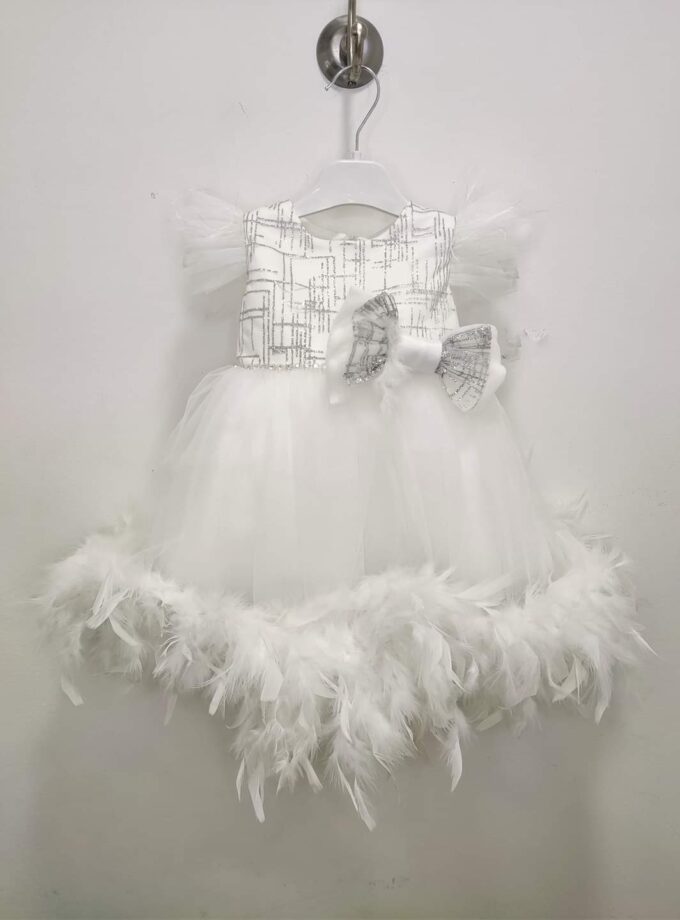 Φόρεμα Αμπιγιέ Λευκό με Φτερά Bebe - Νο 6-24 μηνών