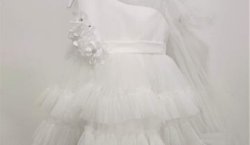 Φόρεμα Αμπιγιέ Λευκό Πλούσιο Τούλι Bebe