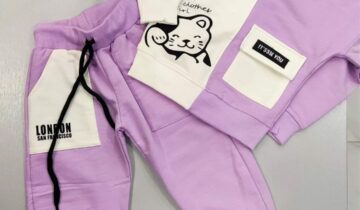 Φόρμα Λιλά-άσπρο Γατάκι Mini - Νο 3-6 ετών