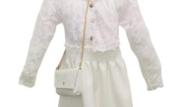 Φόρεμα Άσπρο Δανδέλα και Τσάντα Junior - Νο 6-14 ετών