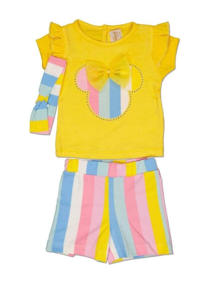 Σύνολο με Ριγέ Σορτς Κίτρινο Mini - Νο 2-6 ετών