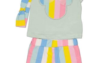 Σύνολο με Ριγέ Σορτς Μέντα Mini - Νο 2-6 ετών