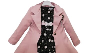 Σύνολο Μαντό Ροζ και Φόρεμα Μαύρο Φλοράλ Mini - Νο 2-5 ετών