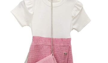 Φόρεμα Τουίντ Τύπου Σανέλ με Τσάντα - Νο 4-14 ετών