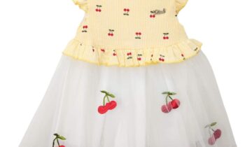 Φόρεμα Καρό Κίτρινο Κερασάκια Mini - No 2-5 ετών