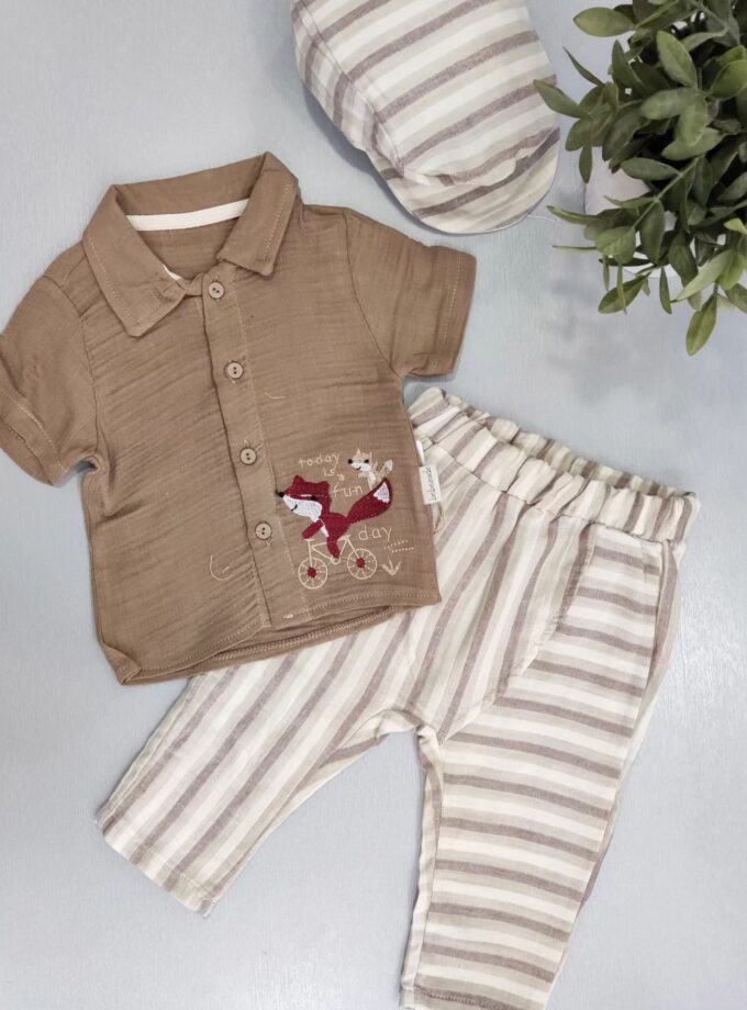 Σύνολο Αλεπού Ριγέ Καφέ Bebe - Νο 3-18 μηνών