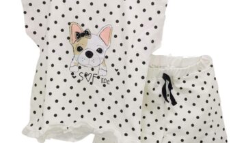 Σύνολο Πουά Άσπρο Σκυλάκι Mini - Νο 2-6 ετών