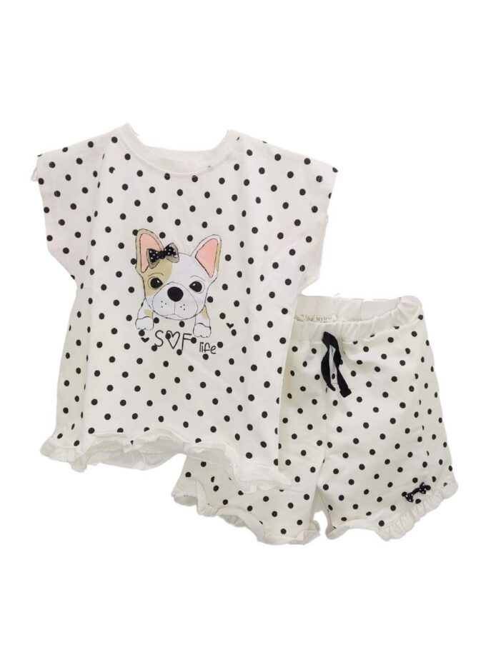 Σύνολο Πουά Άσπρο Σκυλάκι Mini - Νο 2-6 ετών