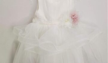 Φόρεμα Λευκό Αμπιγιέ με Τούλι Λαμέ Mini - Νο 1-5 ετών