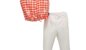 Σύνολο Καρώ με Λευκή Παντελόνα Mini - Νο 3-6 ετών