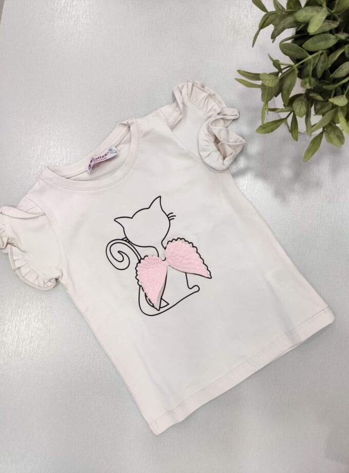 Μπλούζα Κοντομάνικη Φτερά Μπεζ Mini - Νο 3-6 ετών