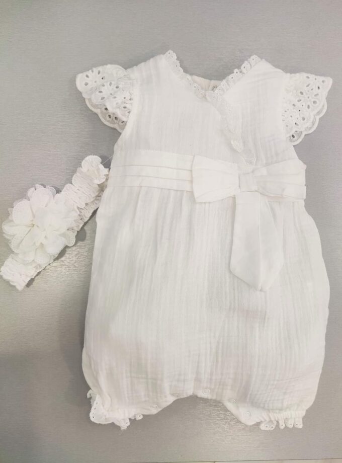 Φορμάκι Λευκό Λινό Bebe - Νο 3-12 μηνών